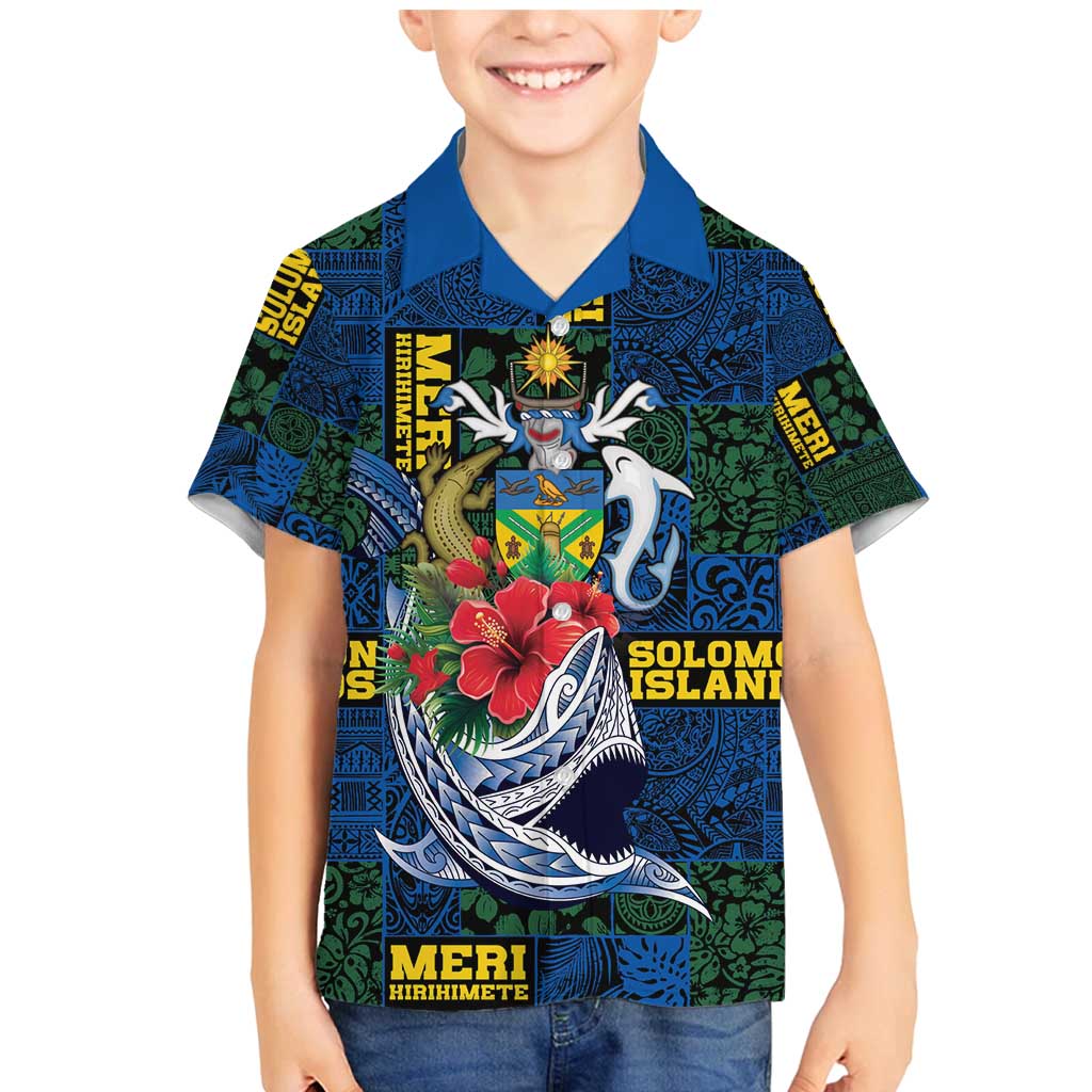 Solomon Islands Meri Kirihimete Family Matching Mermaid Dress and Hawaiian Shirt Funny Santa Riding Shark - Polynesian Pride