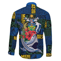 Solomon Islands Meri Kirihimete Family Matching Off Shoulder Short Dress and Hawaiian Shirt Funny Santa Riding Shark - Polynesian Pride