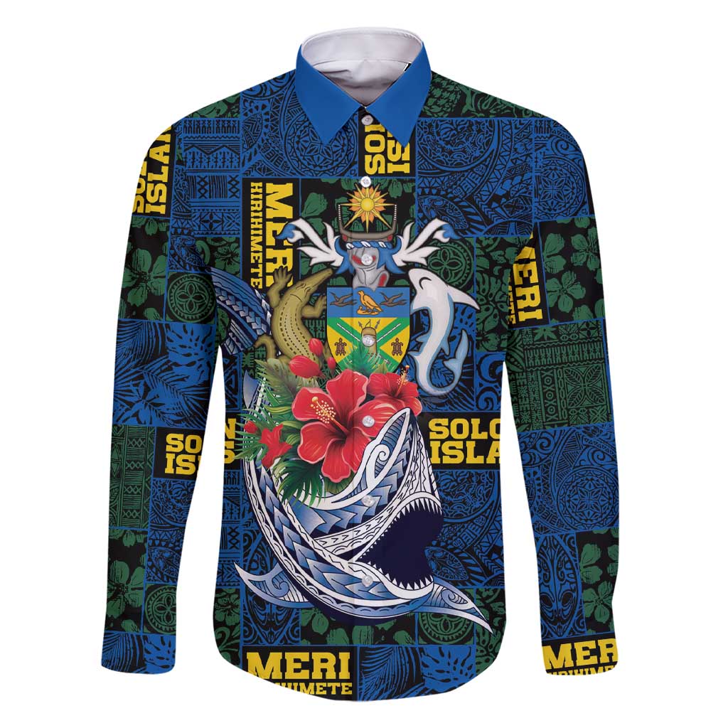 Solomon Islands Meri Kirihimete Family Matching Short Sleeve Bodycon Dress and Hawaiian Shirt Funny Santa Riding Shark - Polynesian Pride