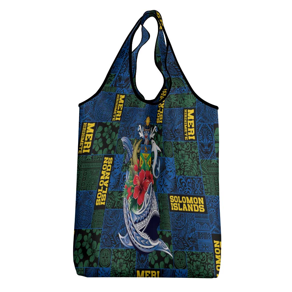 Solomon Islands Meri Kirihimete Grocery Bag Funny Santa Riding Shark - Polynesian Pride