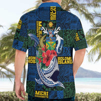 Solomon Islands Meri Kirihimete Hawaiian Shirt Funny Santa Riding Shark - Polynesian Pride