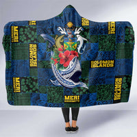 Solomon Islands Meri Kirihimete Hooded Blanket Funny Santa Riding Shark - Polynesian Pride
