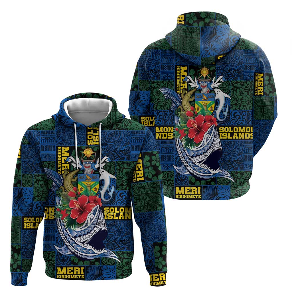 Solomon Islands Meri Kirihimete Hoodie Funny Santa Riding Shark - Polynesian Pride