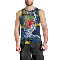 Solomon Islands Meri Kirihimete Men Tank Top Funny Santa Riding Shark - Polynesian Pride