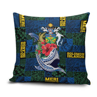 Solomon Islands Meri Kirihimete Pillow Cover Funny Santa Riding Shark - Polynesian Pride
