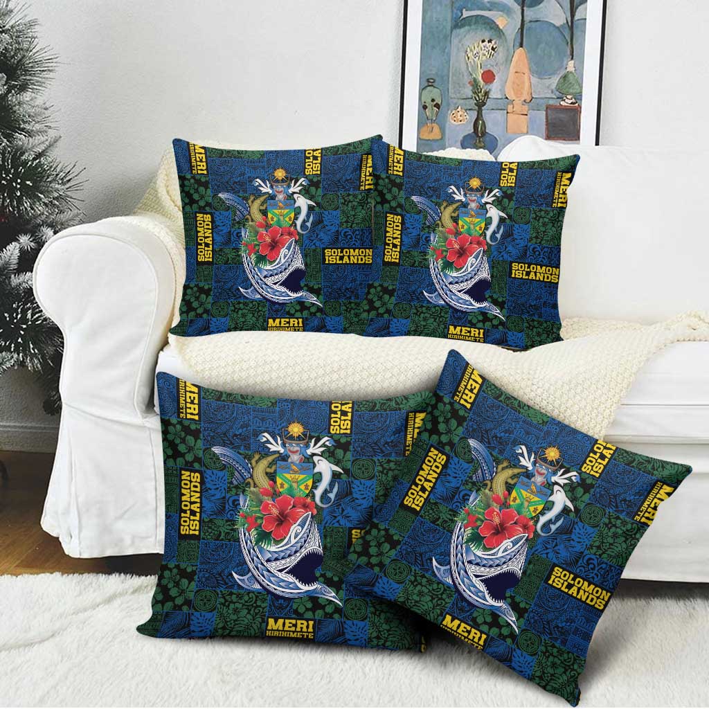 Solomon Islands Meri Kirihimete Pillow Cover Funny Santa Riding Shark - Polynesian Pride