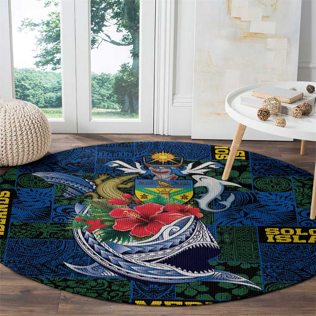 Solomon Islands Meri Kirihimete Round Carpet Funny Santa Riding Shark - Polynesian Pride