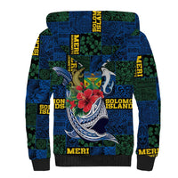 Solomon Islands Meri Kirihimete Sherpa Hoodie Funny Santa Riding Shark - Polynesian Pride