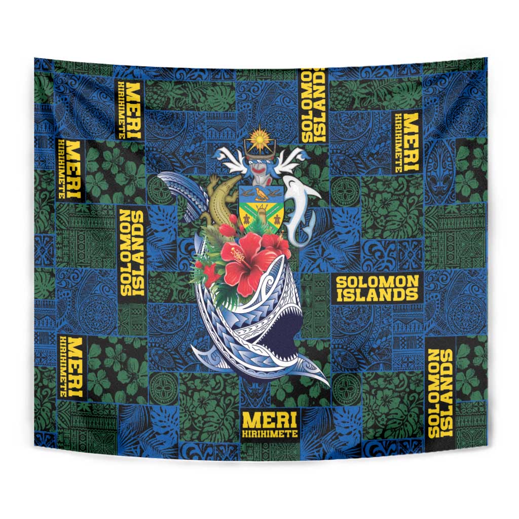 Solomon Islands Meri Kirihimete Tapestry Funny Santa Riding Shark - Polynesian Pride