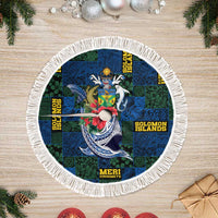 Solomon Islands Meri Kirihimete Tree Skirt Funny Santa Riding Shark - Polynesian Pride