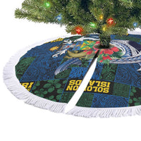 Solomon Islands Meri Kirihimete Tree Skirt Funny Santa Riding Shark - Polynesian Pride