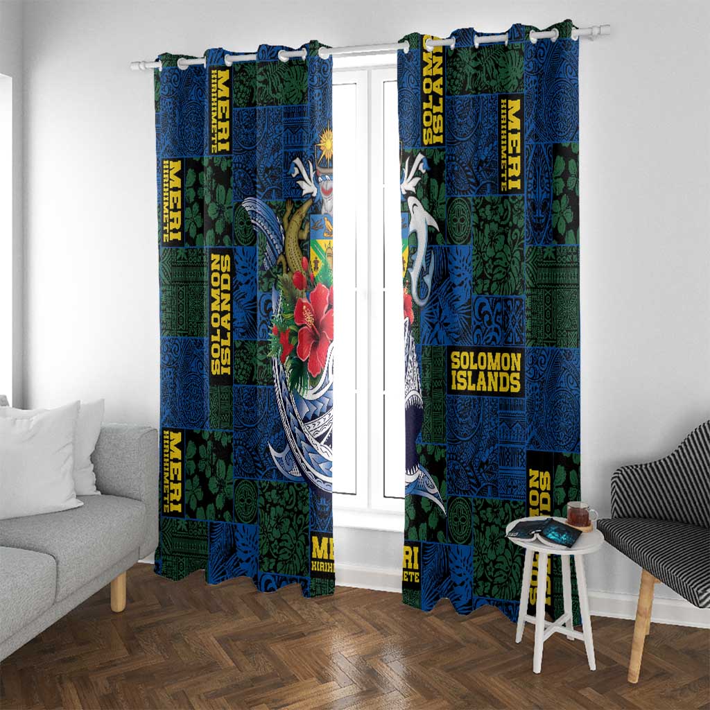 Solomon Islands Meri Kirihimete Window Curtain Funny Santa Riding Shark - Polynesian Pride
