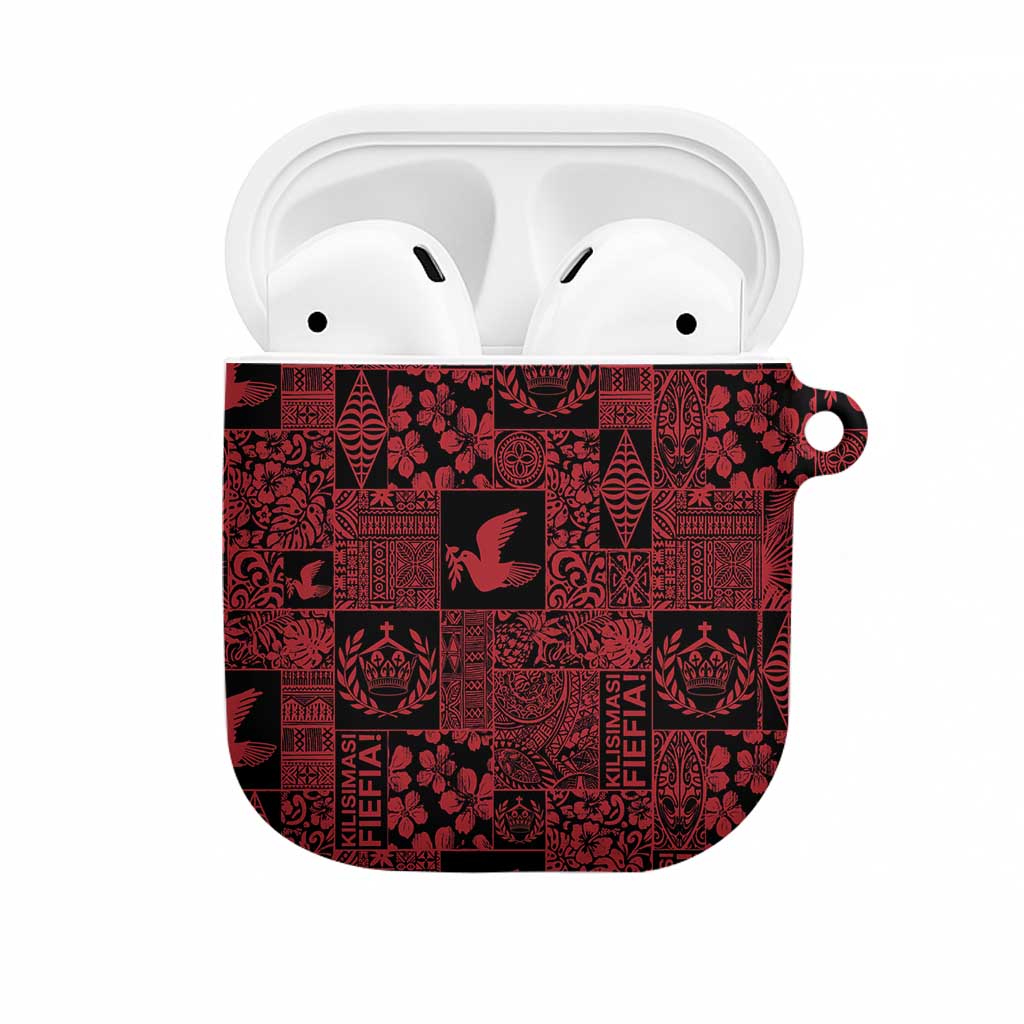 Black Tonga Kilisimasi Fiefia AirPods Case Pacific Patchwork Xmas Vibes - Polynesian Pride