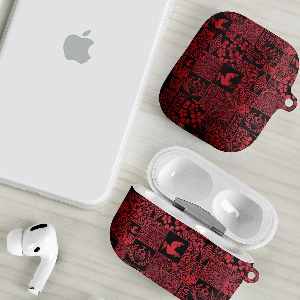 Black Tonga Kilisimasi Fiefia AirPods Case Pacific Patchwork Xmas Vibes - Polynesian Pride