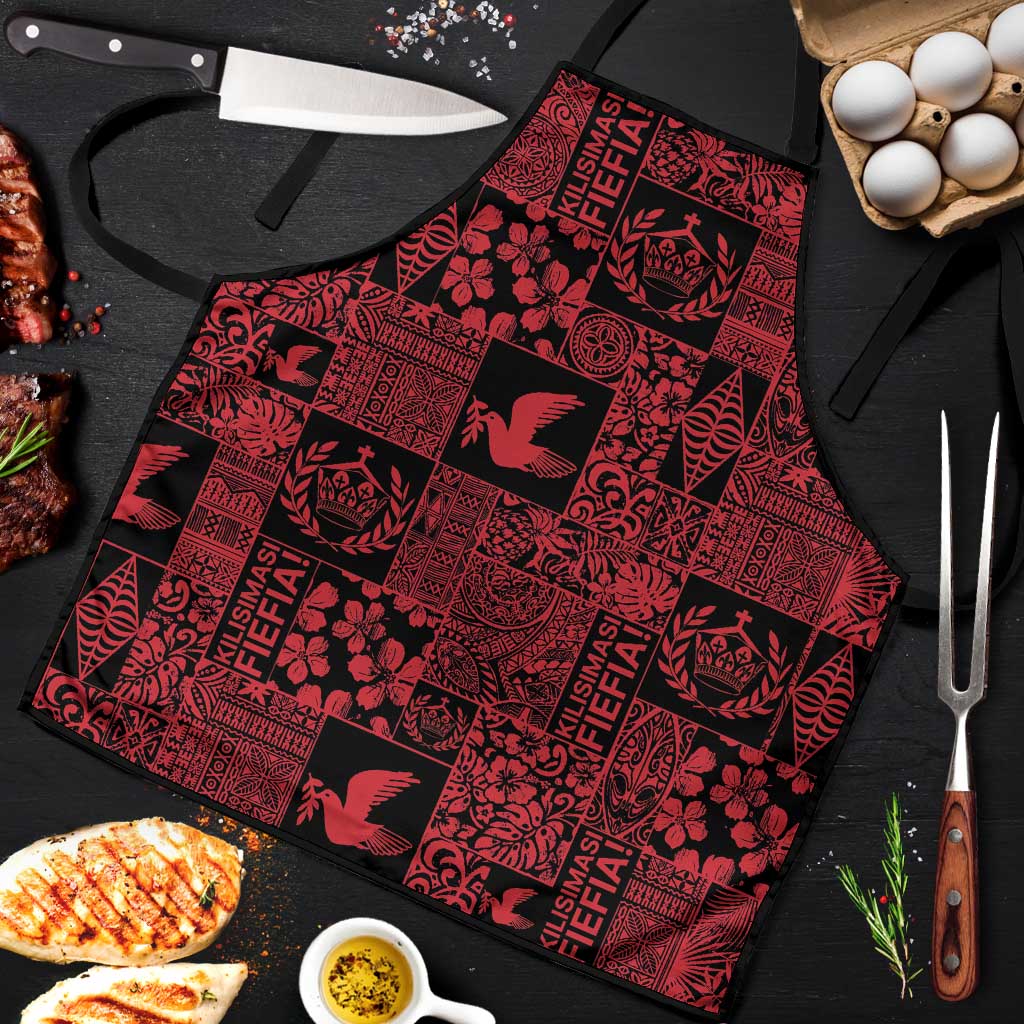 Black Tonga Kilisimasi Fiefia Apron Pacific Patchwork Xmas Vibes - Polynesian Pride
