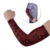 Black Tonga Kilisimasi Fiefia Arm Sleeves Pacific Patchwork Xmas Vibes - Polynesian Pride