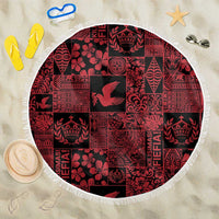 Black Tonga Kilisimasi Fiefia Beach Blanket Pacific Patchwork Xmas Vibes - Polynesian Pride