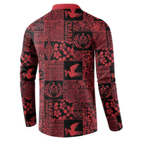 Black Tonga Kilisimasi Fiefia Button Sweatshirt Pacific Patchwork Xmas Vibes - Polynesian Pride