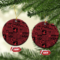 Black Tonga Kilisimasi Fiefia Ceramic Ornament Pacific Patchwork Xmas Vibes - Polynesian Pride