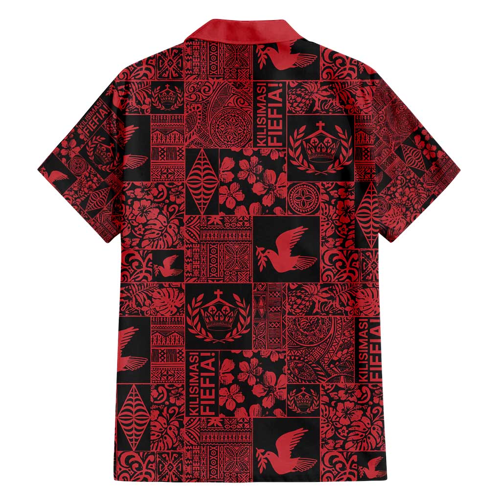 Black Tonga Kilisimasi Fiefia Family Matching Summer Maxi Dress and Hawaiian Shirt Pacific Patchwork Xmas Vibes - Polynesian Pride
