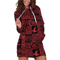 Black Tonga Kilisimasi Fiefia Hoodie Dress Pacific Patchwork Xmas Vibes - Polynesian Pride