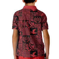 Black Tonga Kilisimasi Fiefia Kid Polo Shirt Pacific Patchwork Xmas Vibes - Polynesian Pride