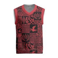 Black Tonga Kilisimasi Fiefia Christmas Knitted V-Neck Vest Pacific Patchwork Xmas Vibes - Polynesian Pride