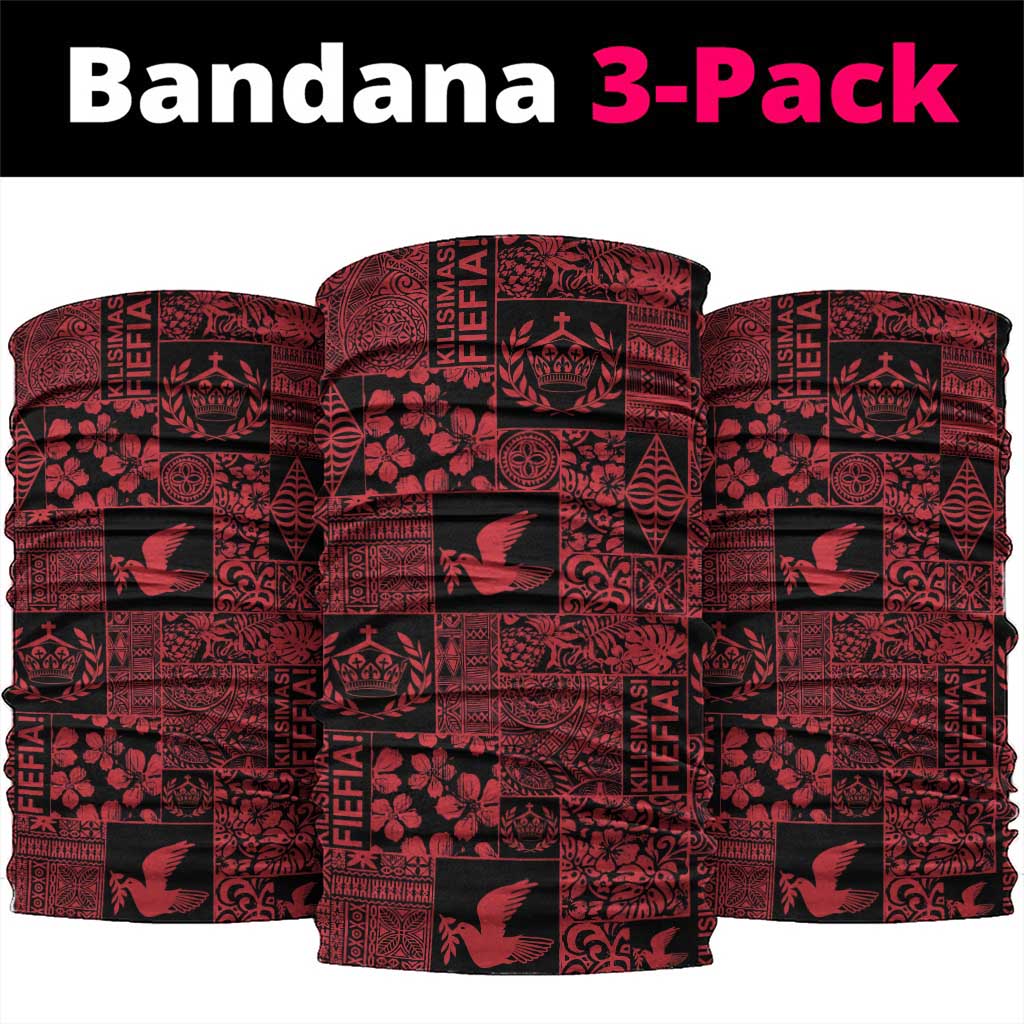 Black Tonga Kilisimasi Fiefia Neck Gaiter Pacific Patchwork Xmas Vibes - Polynesian Pride