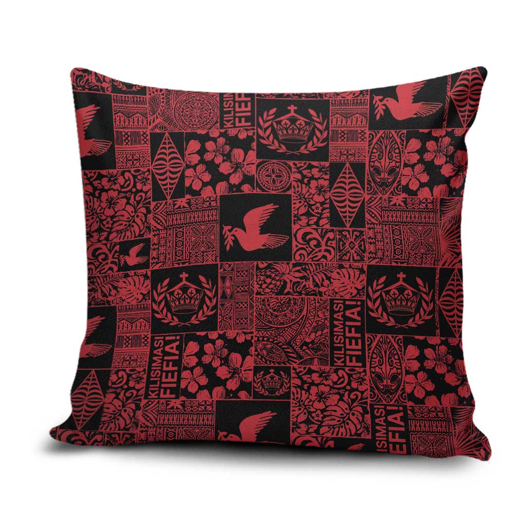 Black Tonga Kilisimasi Fiefia Pillow Cover Pacific Patchwork Xmas Vibes - Polynesian Pride