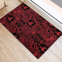 Black Tonga Kilisimasi Fiefia Rubber Doormat Pacific Patchwork Xmas Vibes - Polynesian Pride