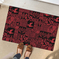Black Tonga Kilisimasi Fiefia Rubber Doormat Pacific Patchwork Xmas Vibes - Polynesian Pride