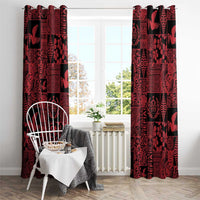 Black Tonga Kilisimasi Fiefia Window Curtain Pacific Patchwork Xmas Vibes - Polynesian Pride