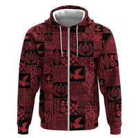 Black Tonga Kilisimasi Fiefia Zip Hoodie Pacific Patchwork Xmas Vibes - Polynesian Pride