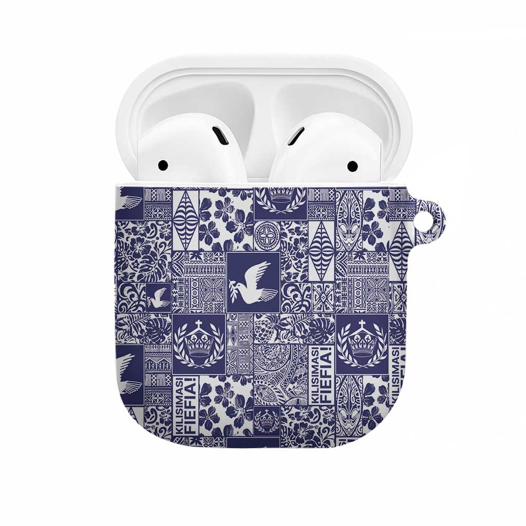 Blue Tonga Kilisimasi Fiefia AirPods Case Pacific Patchwork Xmas Vibes - Polynesian Pride