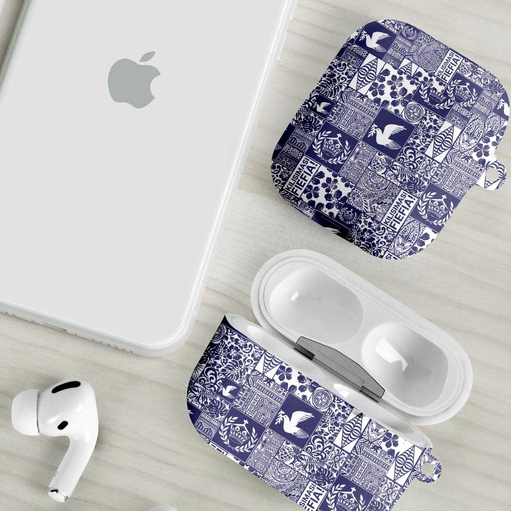 Blue Tonga Kilisimasi Fiefia AirPods Case Pacific Patchwork Xmas Vibes - Polynesian Pride