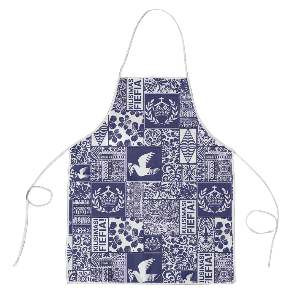 Blue Tonga Kilisimasi Fiefia Apron Pacific Patchwork Xmas Vibes - Polynesian Pride