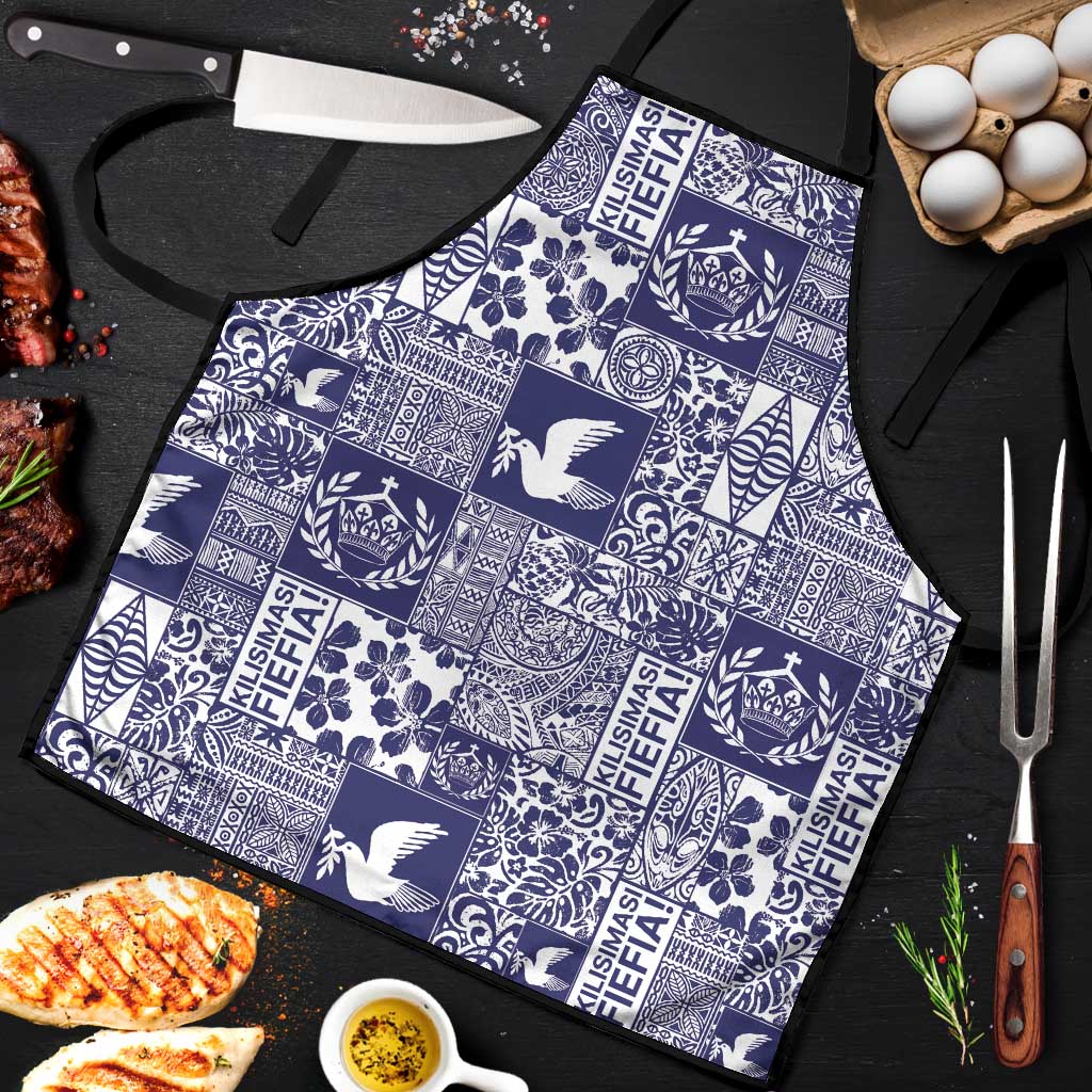 Blue Tonga Kilisimasi Fiefia Apron Pacific Patchwork Xmas Vibes - Polynesian Pride
