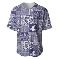 Blue Tonga Kilisimasi Fiefia Baseball Jersey Pacific Patchwork Xmas Vibes - Polynesian Pride