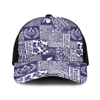 Blue Tonga Kilisimasi Fiefia Baseball Net Cap Pacific Patchwork Xmas Vibes - Polynesian Pride