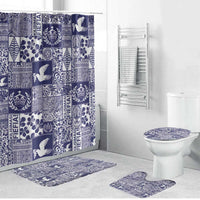 Blue Tonga Kilisimasi Fiefia Bathroom Set Pacific Patchwork Xmas Vibes - Polynesian Pride