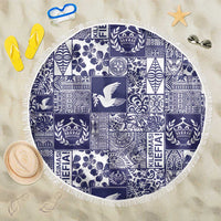 Blue Tonga Kilisimasi Fiefia Beach Blanket Pacific Patchwork Xmas Vibes - Polynesian Pride