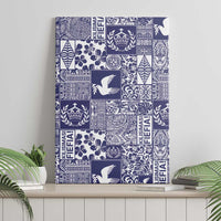 Blue Tonga Kilisimasi Fiefia Canvas Wall Art Pacific Patchwork Xmas Vibes - Polynesian Pride