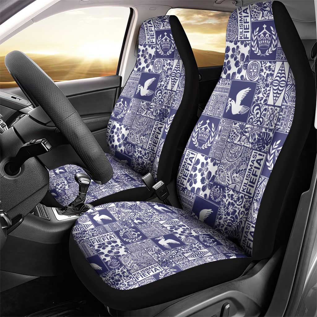 Blue Tonga Kilisimasi Fiefia Car Seat Cover Pacific Patchwork Xmas Vibes - Polynesian Pride