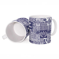 Blue Tonga Kilisimasi Fiefia Ceramic Mug Pacific Patchwork Xmas Vibes - Polynesian Pride