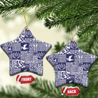 Blue Tonga Kilisimasi Fiefia Ceramic Ornament Pacific Patchwork Xmas Vibes - Polynesian Pride