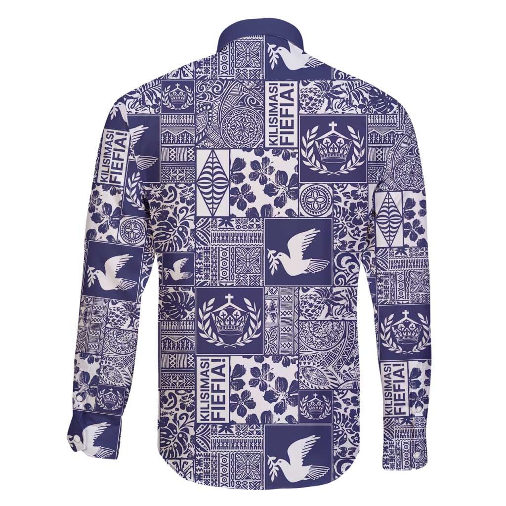 Blue Tonga Kilisimasi Fiefia Family Matching Puletasi and Hawaiian Shirt Pacific Patchwork Xmas Vibes - Polynesian Pride