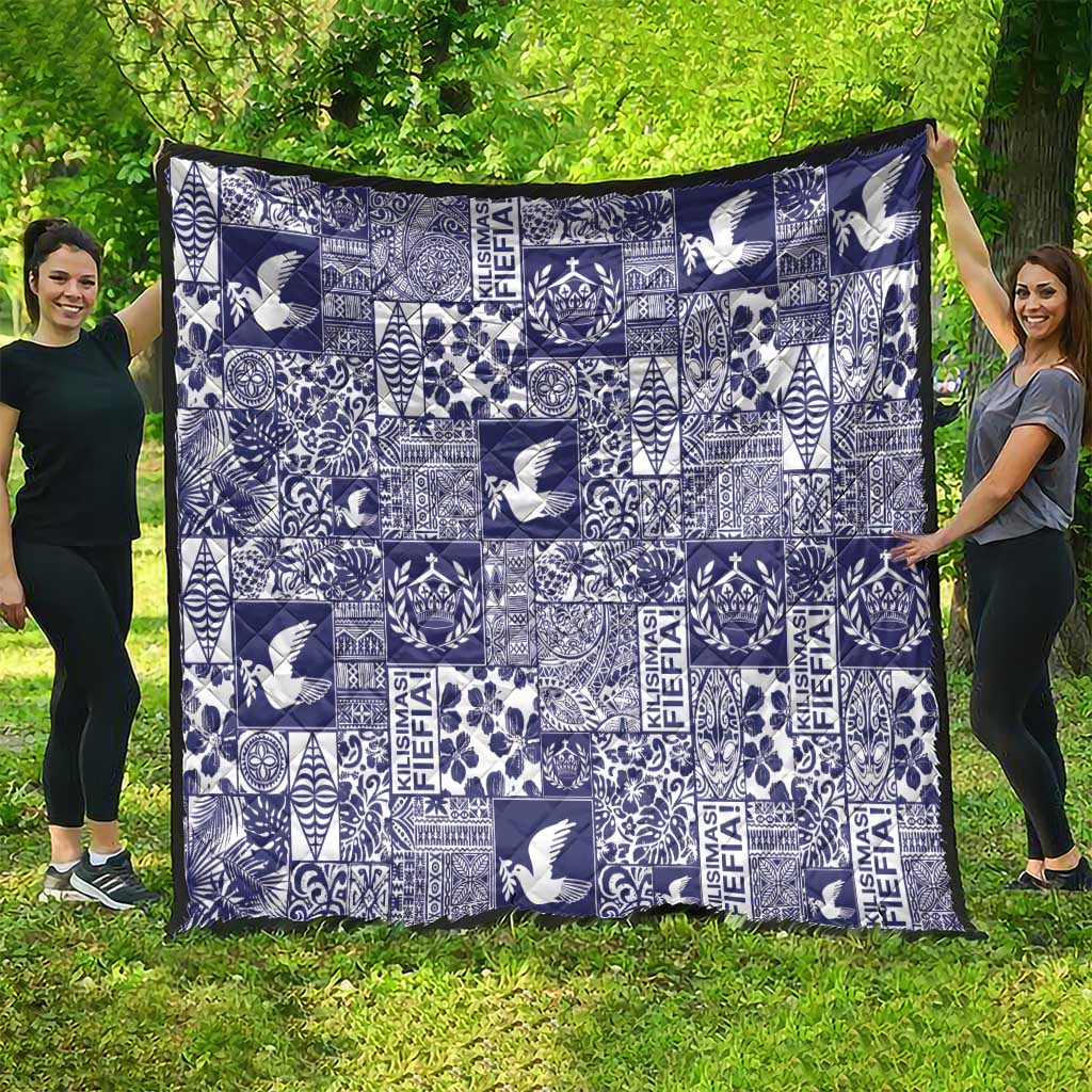 Blue Tonga Kilisimasi Fiefia Quilt Pacific Patchwork Xmas Vibes - Polynesian Pride