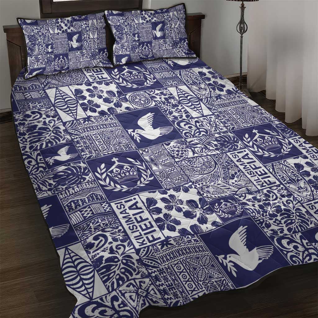 Blue Tonga Kilisimasi Fiefia Quilt Bed Set Pacific Patchwork Xmas Vibes - Polynesian Pride