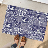 Blue Tonga Kilisimasi Fiefia Rubber Doormat Pacific Patchwork Xmas Vibes - Polynesian Pride