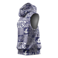 Blue Tonga Kilisimasi Fiefia Sleeveless Hoodie Pacific Patchwork Xmas Vibes - Polynesian Pride
